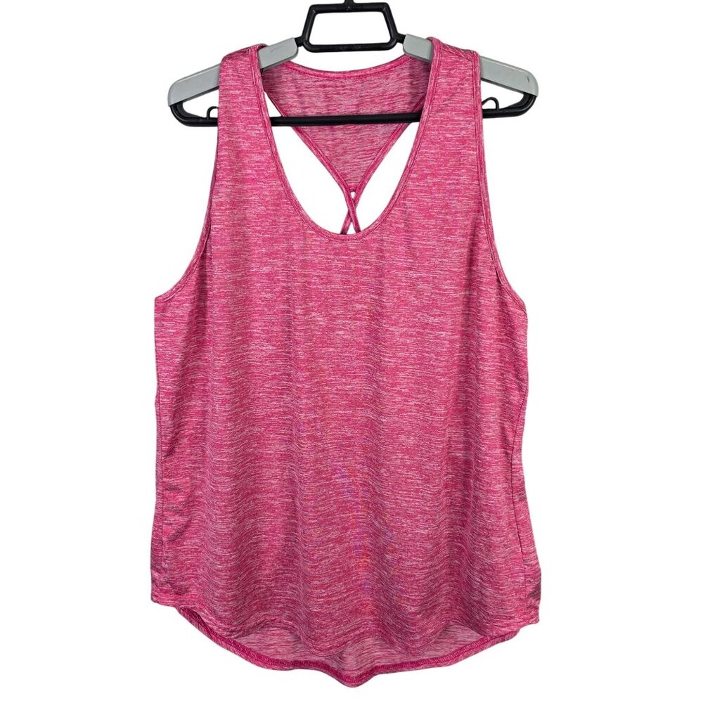 Womens Pink Racerback Tank Top Polyester Blend Stretch Lightweight Size XL